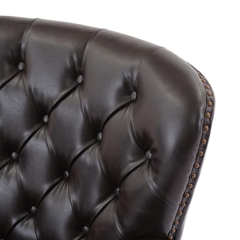 Upholstered Lounge Chair Elegant Curved Backrest Chair Reception Chair Side Chair with Nailhead Trim