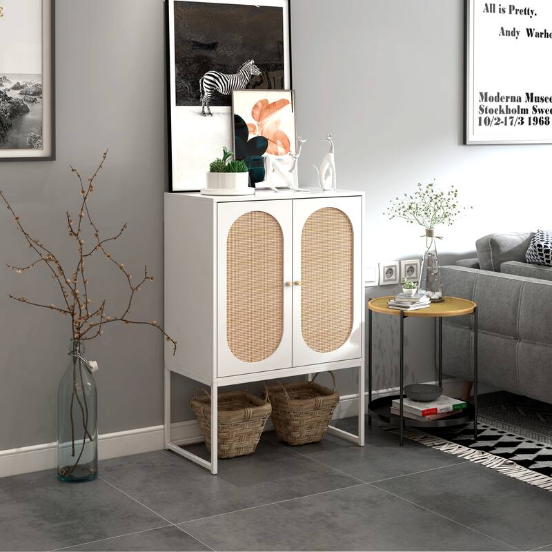 Natural Rattan 2 Door High Builtin Adjustable Shelf Free