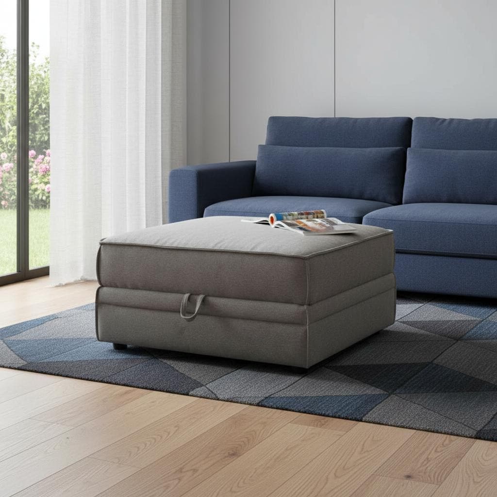 HomeRoots 30" Gray Velvet Ottoman With Storage