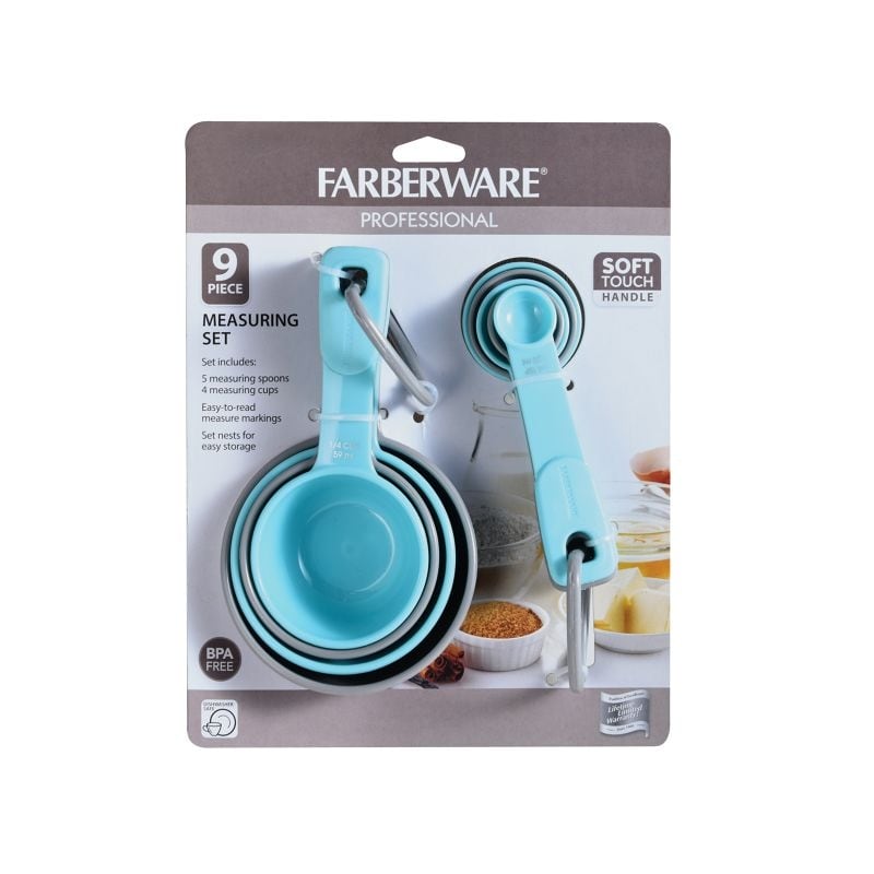 Farberware Measuring Cups and Spoons Set, 9 Piece - Aqua Gray - 7 x 9.2 x  2.5 - On Sale - Bed Bath & Beyond - 38210008