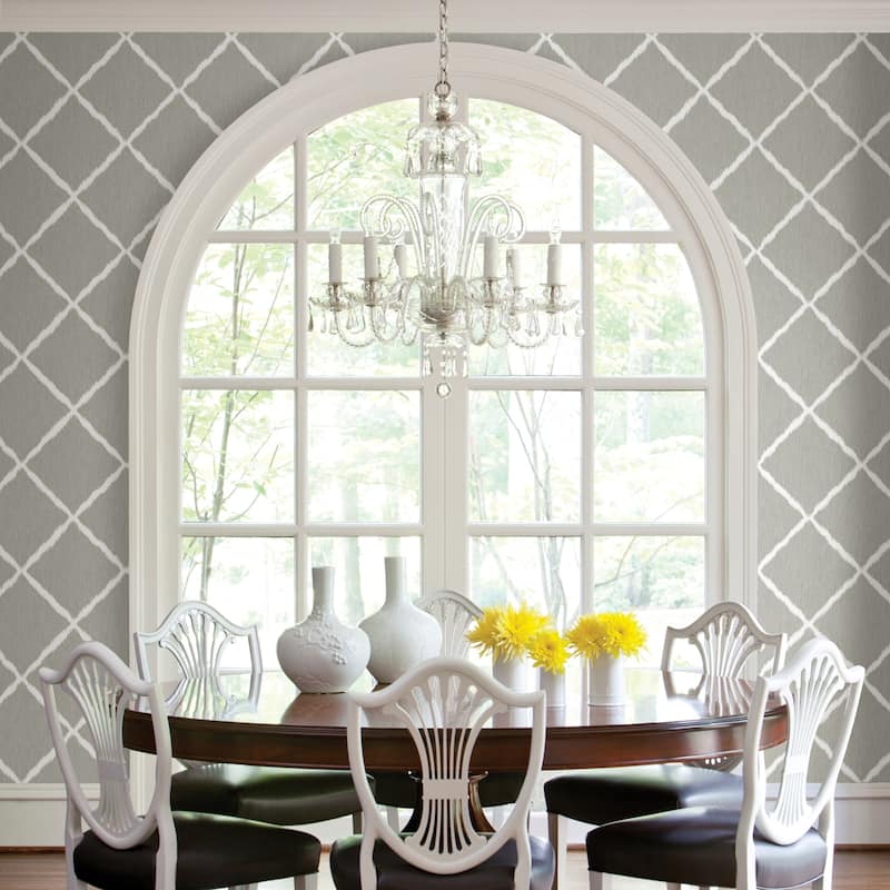 A-Street Prints Sterling Ikat Trellis Wallpaper