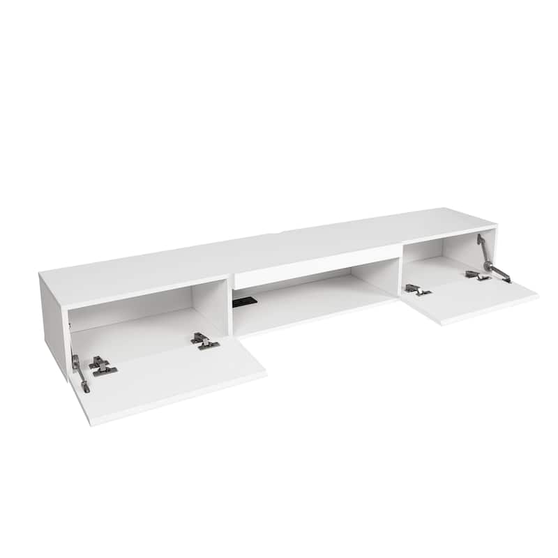 63" Floating TV Stand with Storage, LED Lights & Power Outlet for TVs Up to 60"