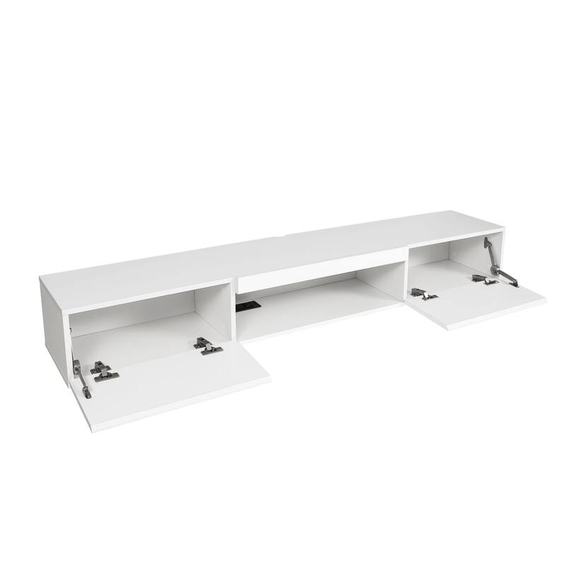 Floating TV Stand Wall Mounted with 16 Color LEDs, 63" Modern TV Stand, Entertainment Center with Open Storage Compartment
