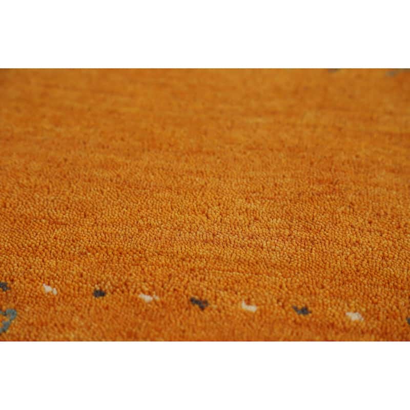 Orange Tribal Gabbeh Indian Rug Handmade Modern Wool Carpet - 4'2" x 5'7"