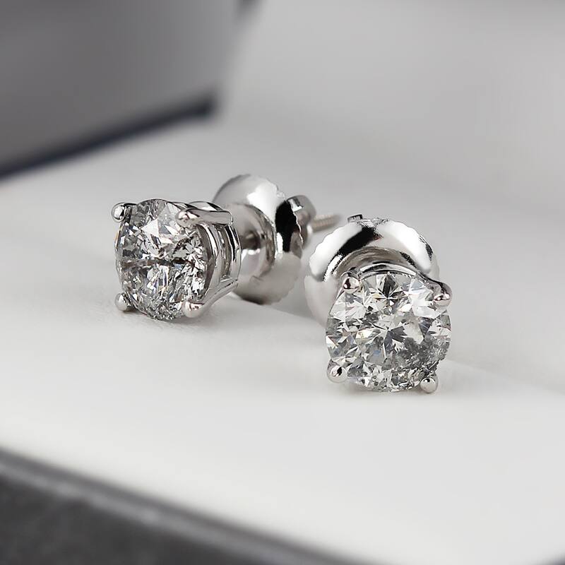 Auriya 18k Gold 1 1/2ct TW Clarity-enhanced Diamond Stud Earrings (J-K, I2-I3)