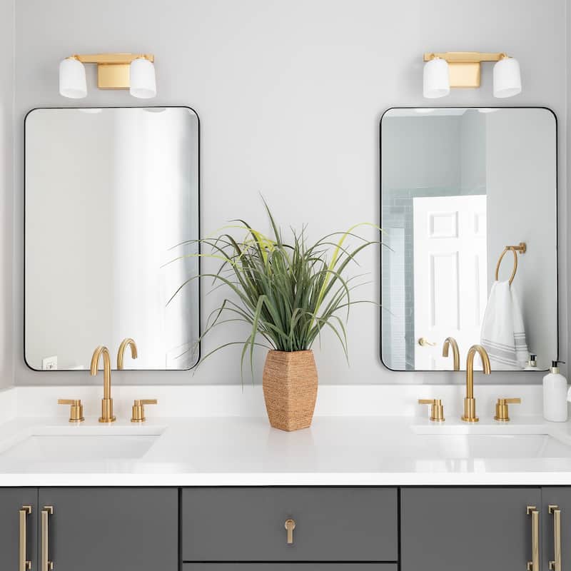 24" x 36" Black/ Gold Rectangular Wall Mount Bathroom Vanity Mirror