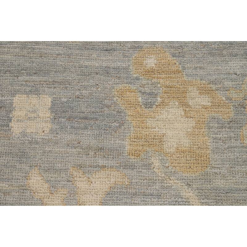 Vegetable Dye Blue Oushak Turkish Large Rug Hand-Knotted Wool Carpet - 10'2"x 13'8"