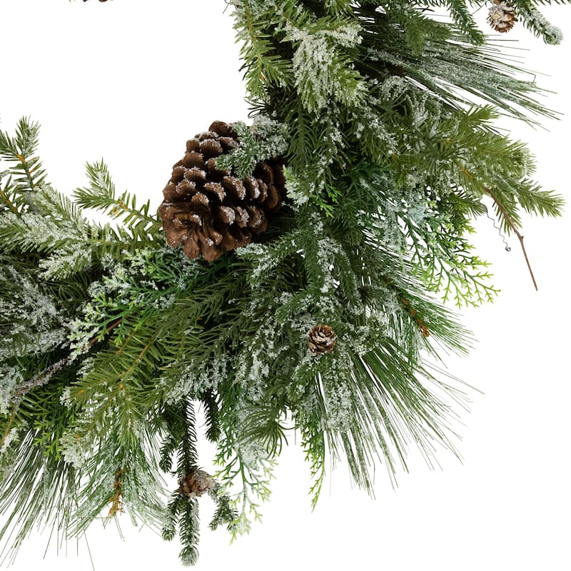 Frosted Mixed Pine and Cedar Artificial Christmas Wreath - 28" - Unlit