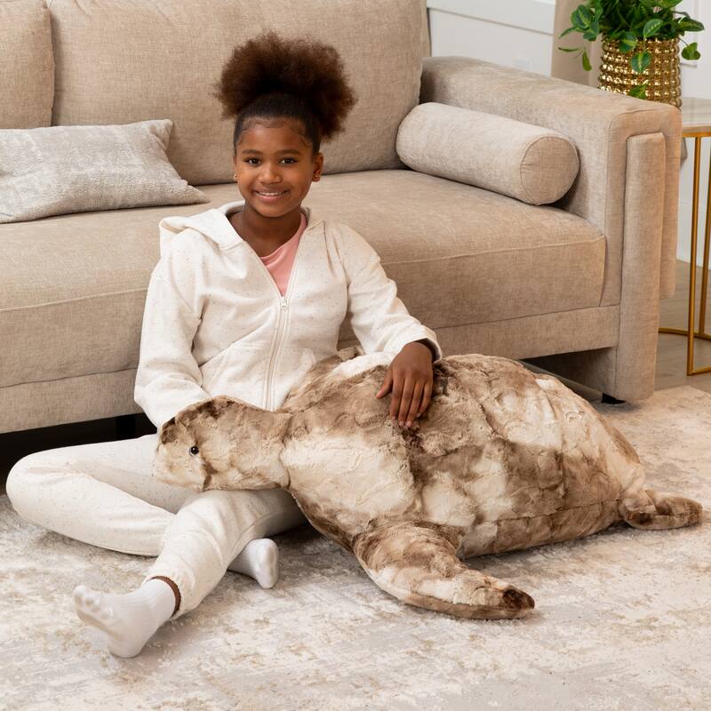 Raven-Symone Shelly the Turtle Sea Buddy Large Kids Stuffed Animal Bean Bag and Pouf - Synthetic Fur Coca Mocha