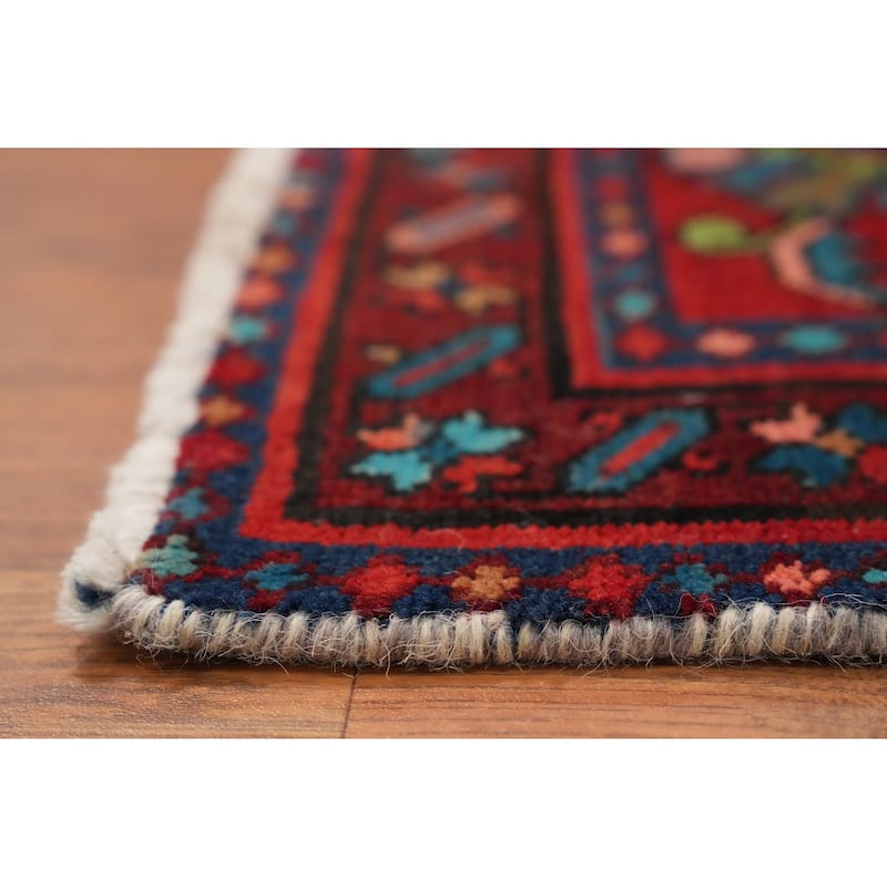 Hand Knotted Oriental 100% Wool Carpet Traditional Floral Red Tabriz Runner Rug - 10' 8'' X 3' 3''