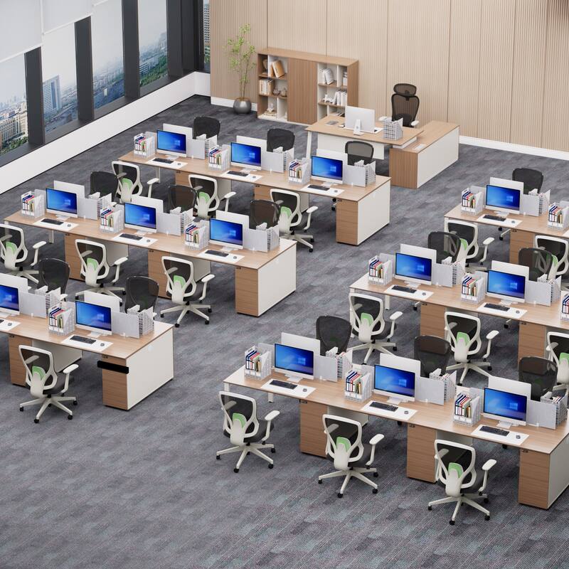 12 Person Attachable Workstation Desks with Chairs Combination