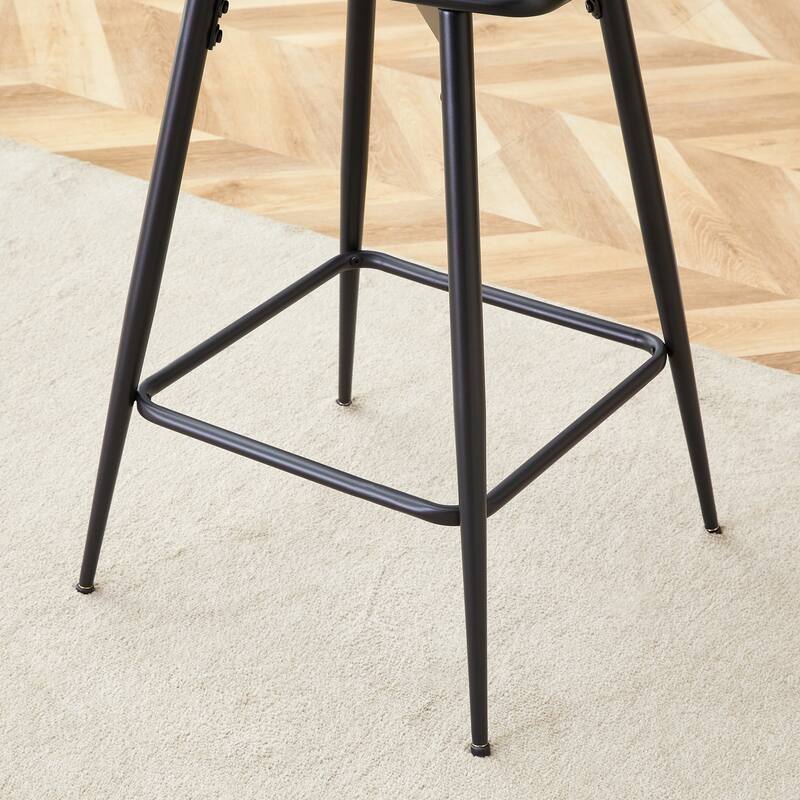 Swivel Bar Stools with Breathable Cotton-Linen Cushions & Rust-Proof Electroplated Metal Frames .