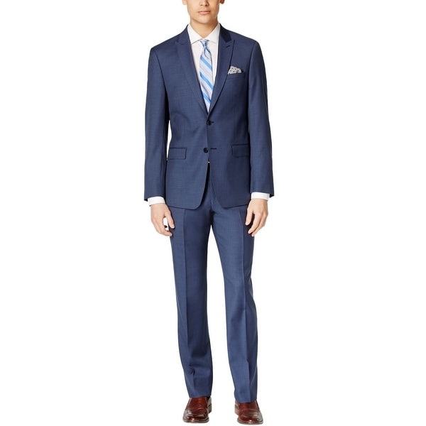 Calvin Klein CK Extreme Slim Fit Blue Wool Suit 46 Regular 46R Pants 39W