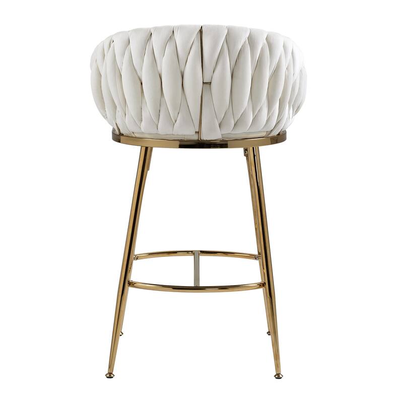 Velvet Bar Stools with Hand Wave Back (Set of 2)