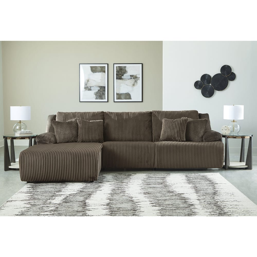 Signature Design by Ashley Top Tier 3-Piece Reclining Sectional with Chaise - 128"W x 74"D x 41"H