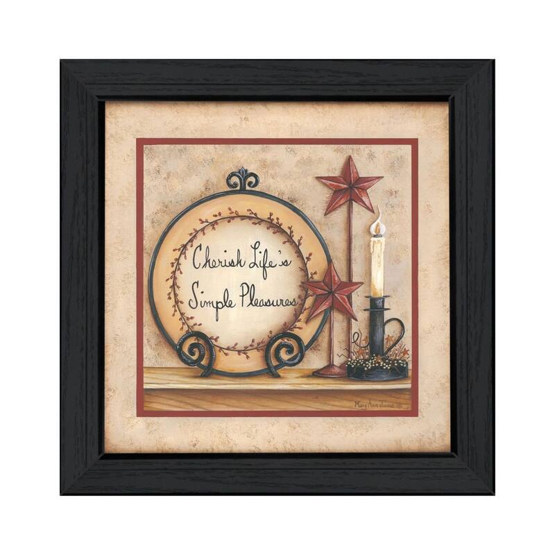 TrendyDecor4U Traditional "Simple Pleasures" Framed Print Wall Art by Mary Ann June - Brown, Tan, Yellow