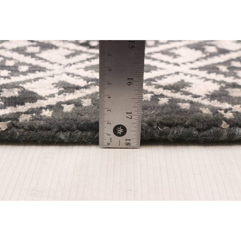ECARPETGALLERY Hand Loomed Elysian Dark Grey, Light Grey Viscose, Wool Rug - 5'10 x 8'8