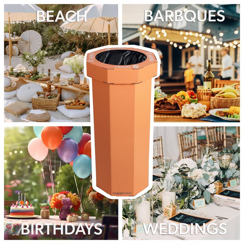 25-Gallon Disposable Cardboard Event Trash Can and Recycling Bin (Set of 2) - Carrot Cake