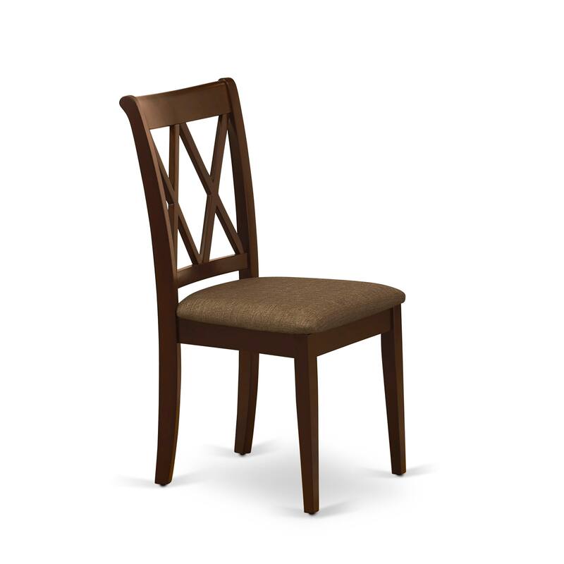 East West Furniture Kitchen Table Set- a Dining Table and Linen Fabric Dining Chairs, Mahogany (Pieces Option)