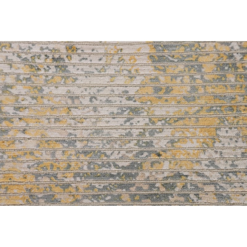 All-Over Striped Abstract Area Rug Handmade Wool Carpet - 5'6"x 7'6"