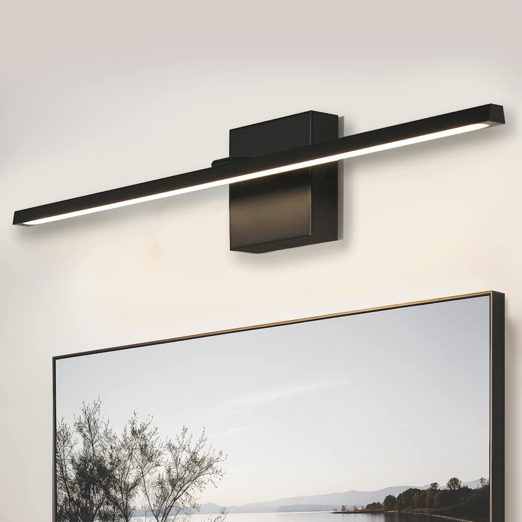 Modern Dimmable LED Black Bathroom Vanity Light Art Picture Wall Sconces - W27.6"xD3.9"xH4 .7"