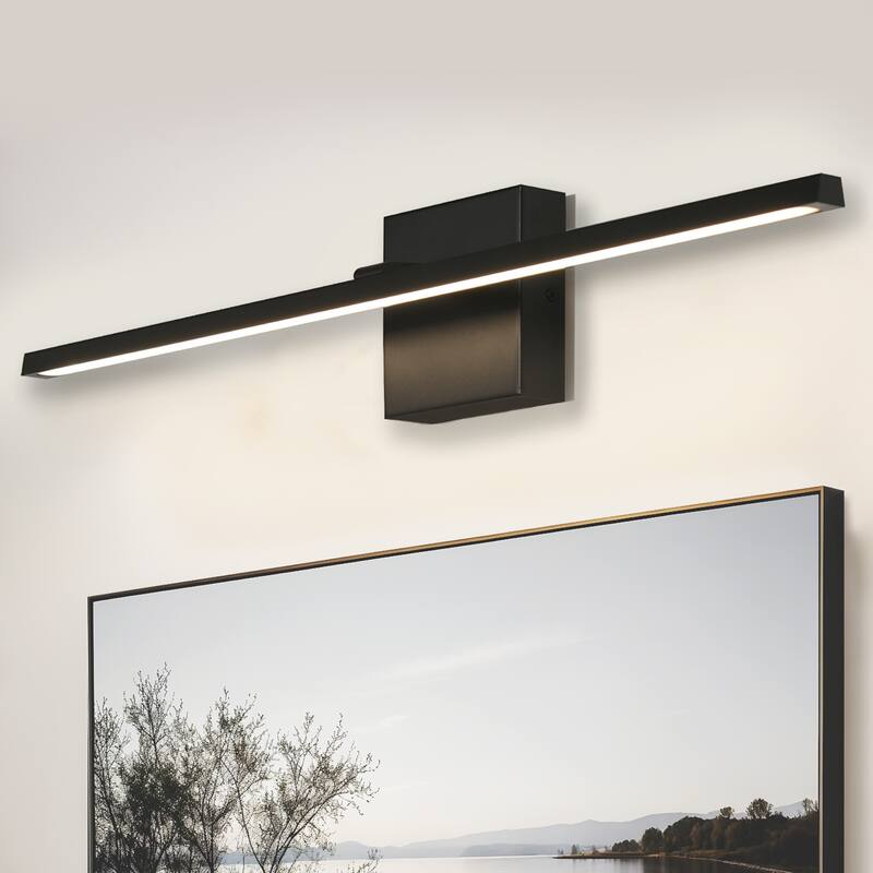 Modern LED Black Bathroom Vanity Light Dimmable Art Picture Wall Sconce - W27.6"xD3.9"xH4 .7"