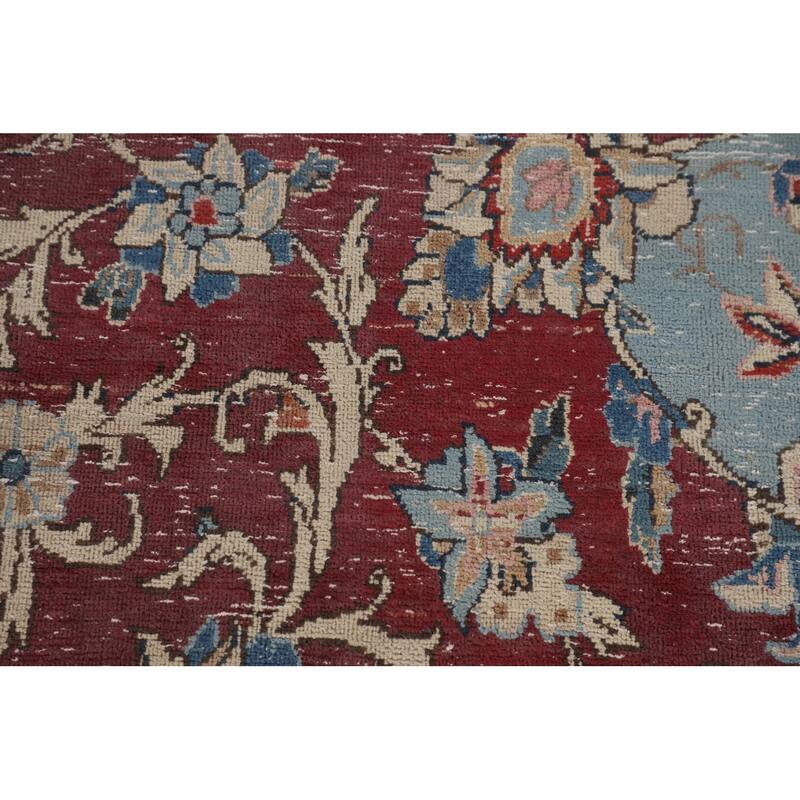 Distressed Mashad Persian Vintage Area Rug Hand-Knotted Wool Carpet - 8'5" x 11'5"