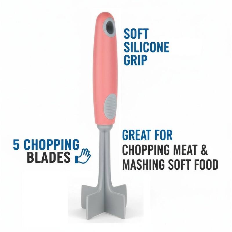 Handy Housewares 10-Inch Soft Grip Handle Meat Chopper / Food Masher