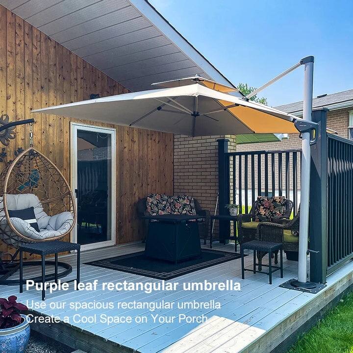 PURPLE LEAF 9 x 11ft Outdoor Rectangle Large Cantilever Umbrella with Base Included