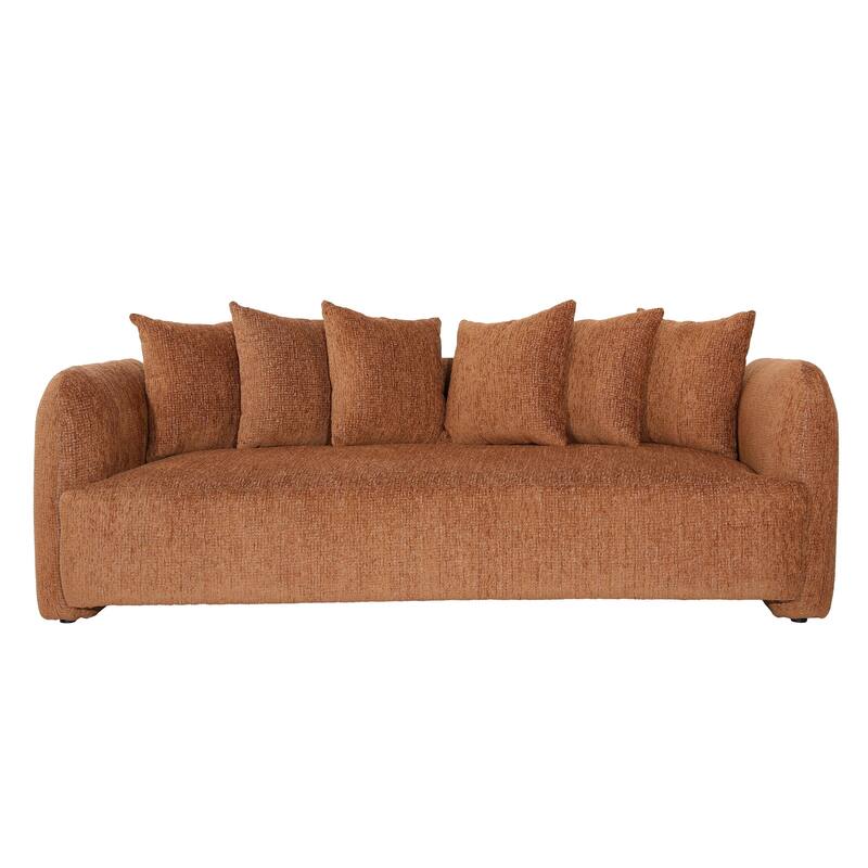 Ledge 96" Wide Linen Sofa, Terracotta