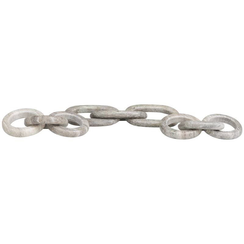 Marble Geometric 3 Link Chain Sculpture with Various Shapes (Set of 3) - Black, White, Gray