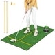 preview thumbnail 1 of 6, Costway 5 x 3 FT Golf Hitting Mat Artificial Indoor Outdoor Turf Golf - See Details Green - See Details - Teens