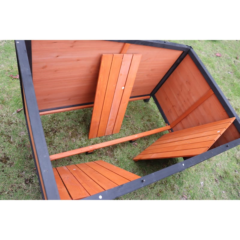 Outdoor Detachable Wooden Dog House Pet House with Weatherproof, Waterproof Feet, Ventilated, Suitable for Medium and Large Dogs