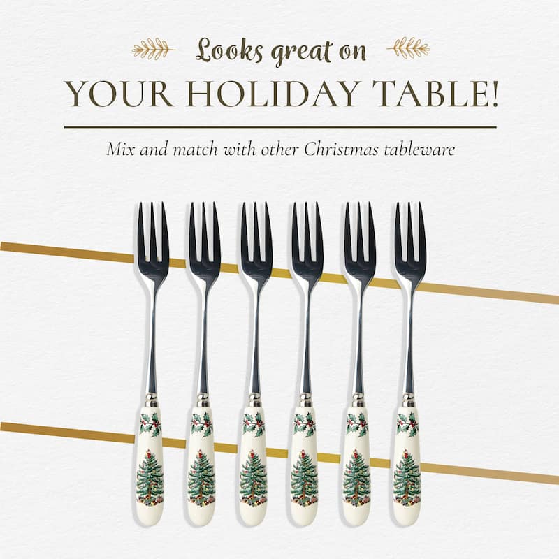 Spode Christmas Tree Set of 6 Pastry Forks