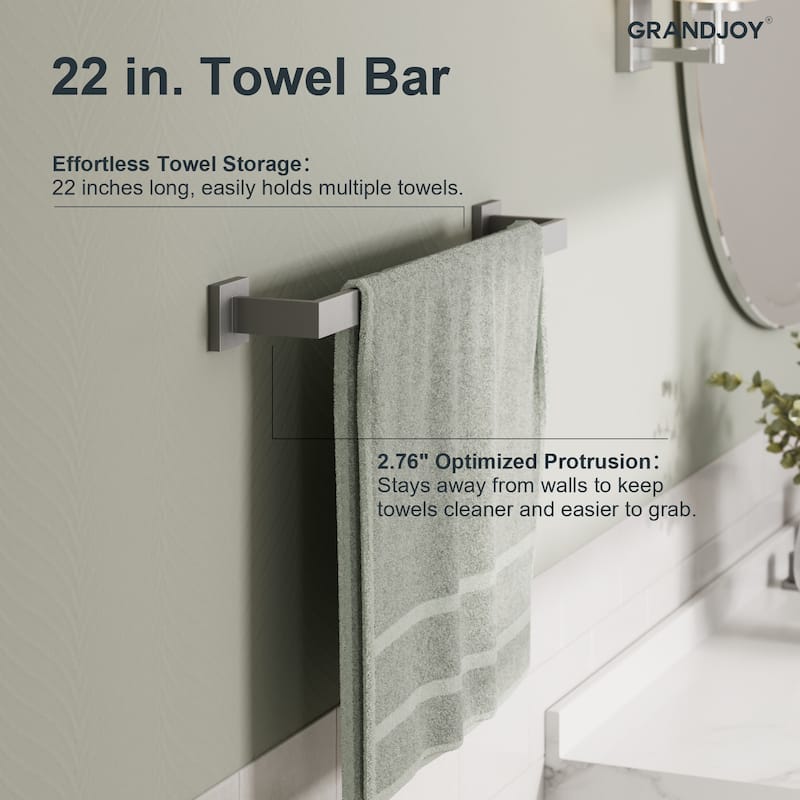 GRANDJOY 2-Handle Bathroom Faucet with 4-Piece Towel Bar Set Combo Kit