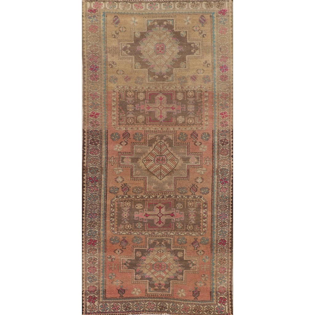 Ardebil Persian Vintage Area Rug Handmade Wool Carpet - 4'7" x 10'8"
