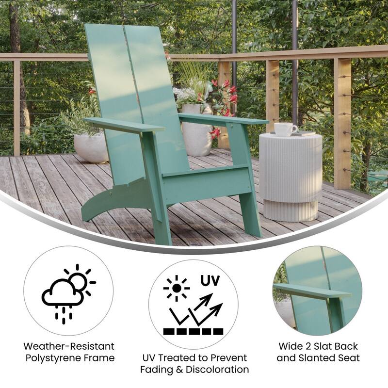 Modern Dual Slat Back Adirondack Style Chairs (Set of 2)
