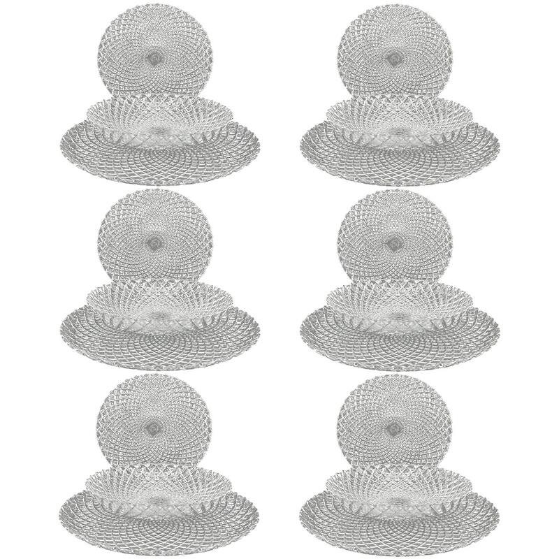 Unique Diamond Pattern Glass Dinner Set Perfect for Everyday Dining and Special Occasions - Set-18 - Silver