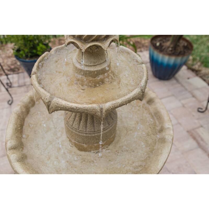 Kenroy Home Frost 3-Tier Solar Floor Fountain - Sandstone