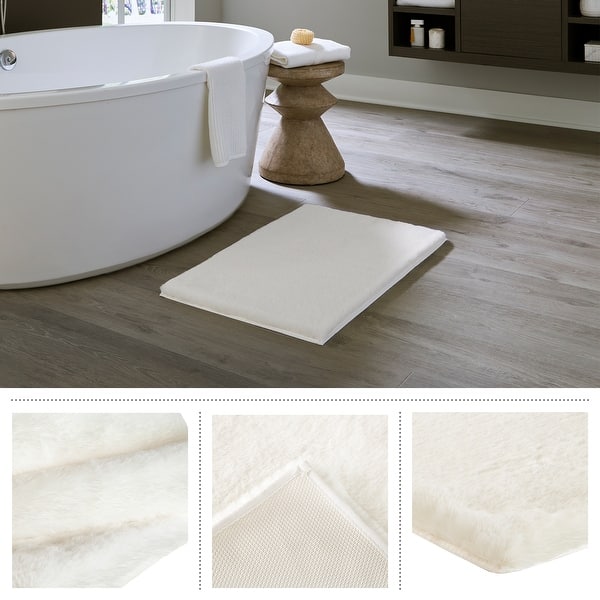 dimension image slide 1 of 11, Fake Fur Bath Mat - 21x34-Inch Machine Washable Nonslip Small Rug for Bathroom, Hallway, or Kitchen by Home-Complete
