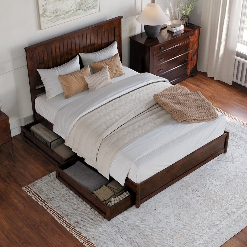 Malta Platform Bed with Panel Footboard and Storage Drawers