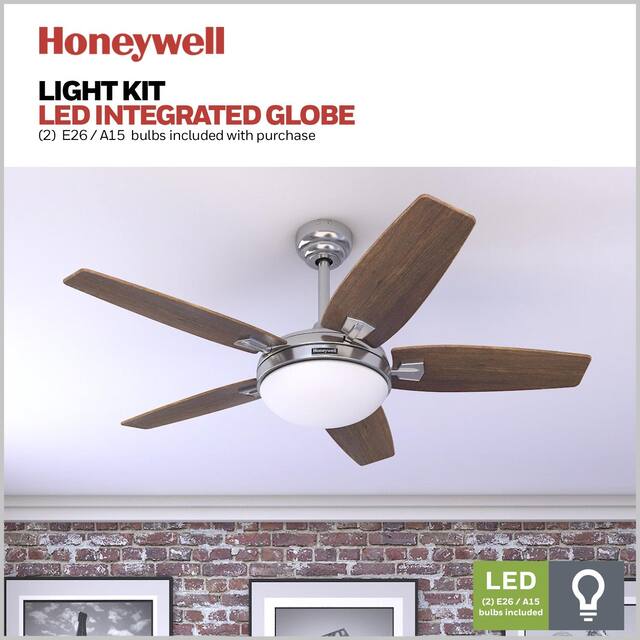 48" Honeywell Carmel Brushed Nickel Ceiling Fan with Integrated Light and Remote