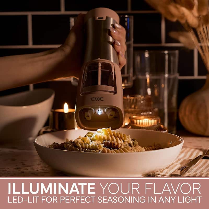 COOK WITH COLOR 2-in-1 Rechargeable Salt & Pepper Shaker - 2 Grinders for Salt and Pepper