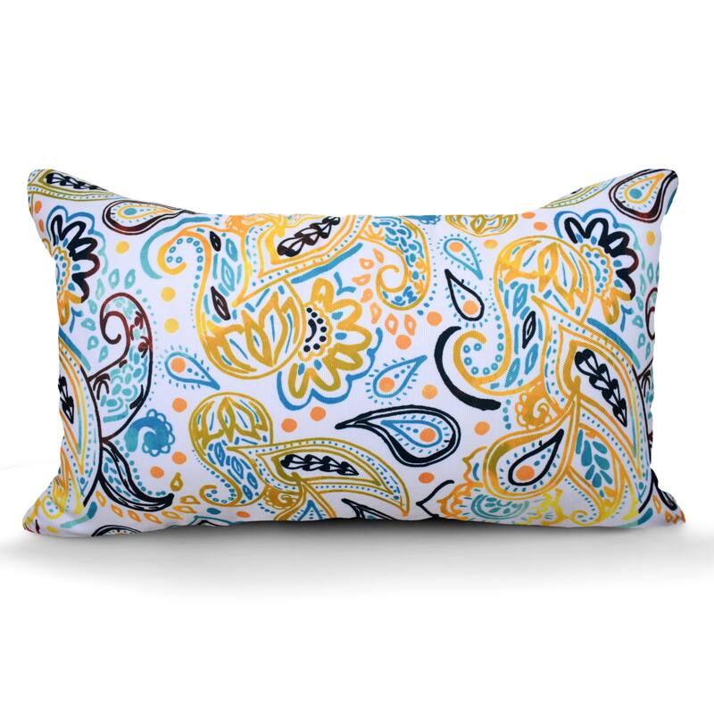 Indoor Outdoor Weatherproof Pillow with Insert - 18x18 | 12x20 | Inches - Yellow/White-20