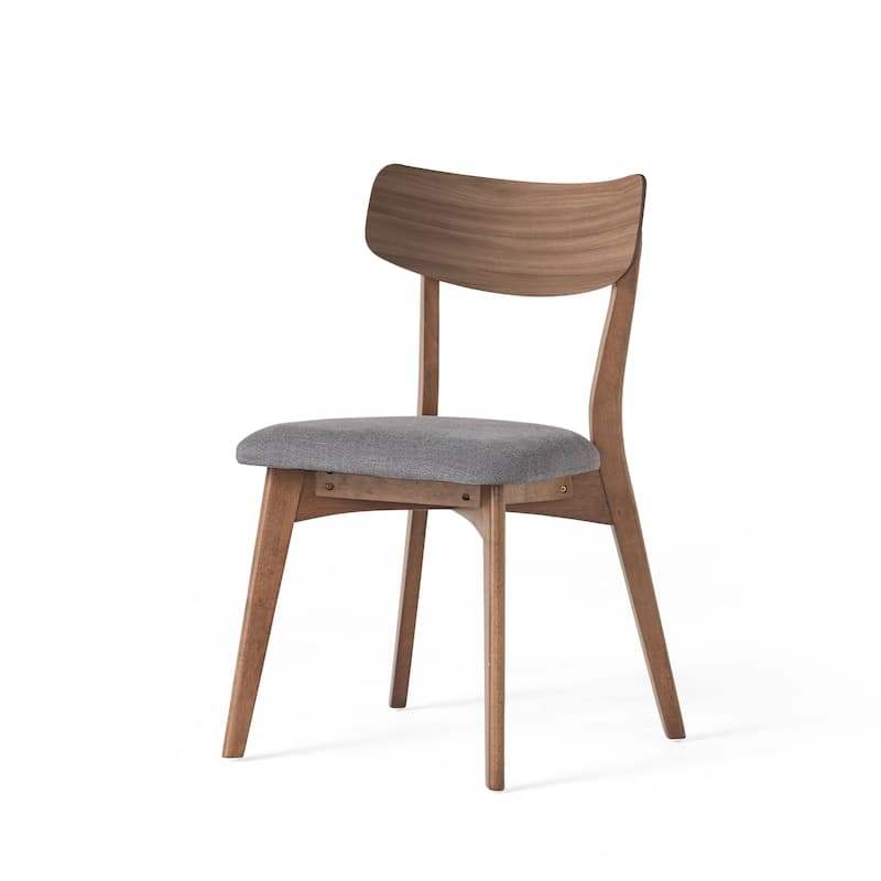 Chazz Mid-Century Modern Upholstered Rubberwood Dining Chairs (Set of 2) by Christopher Knight Home