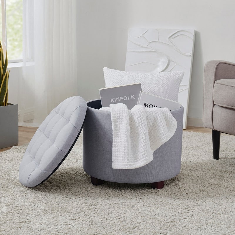 Donovan Tufted Round Storage Ottoman