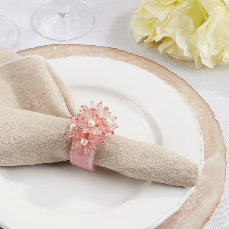 Beaded Petal Delight Resin Napkin Ring (Set of 4)