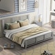 preview thumbnail 2 of 16, King Size Platform Bed with Horizontal Strip Hollow Shape and Head&Foot Board