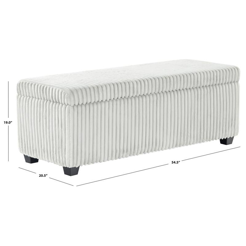 SAFAVIEH Couture Lynzie Plush Corduroy Storage Bench - 55"W x 21"D x 19"H