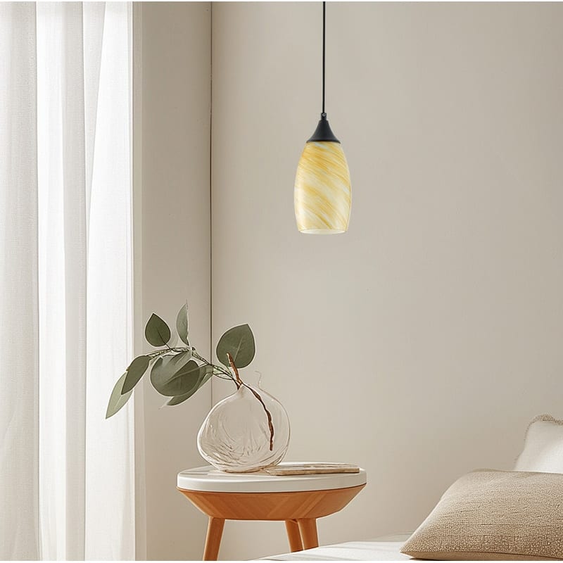 Black Metal and Glass Pendant Light for Kitchen Island Dining Room